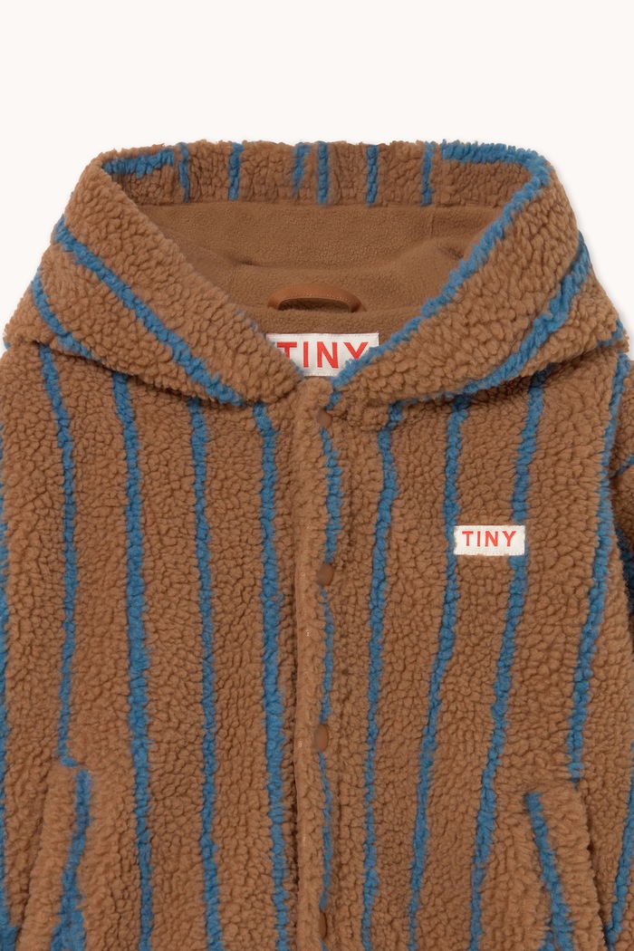 Bluza rozpinana z kapturem dziecięca polarowa LINES SHERPA HOODIE Tinycottons AW26.237 brązowy