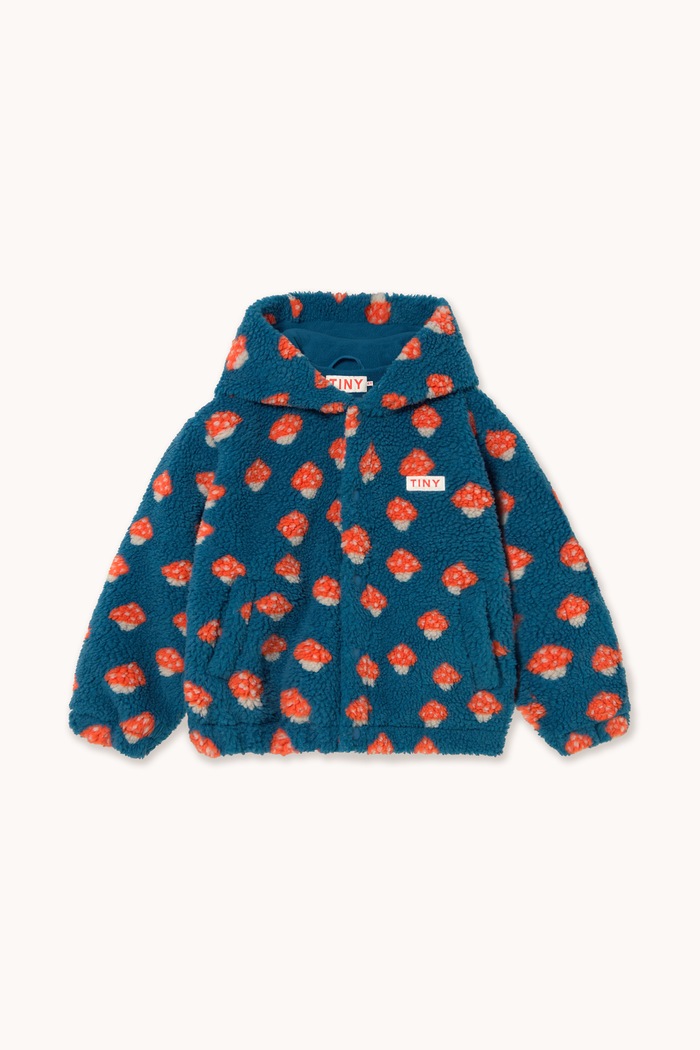 Tinycottons Bluza rozpinana z kapturem dziecięca polarowa TINY MUSHROOMS SHERPA HOODIE AW26.234 granatowy AW26