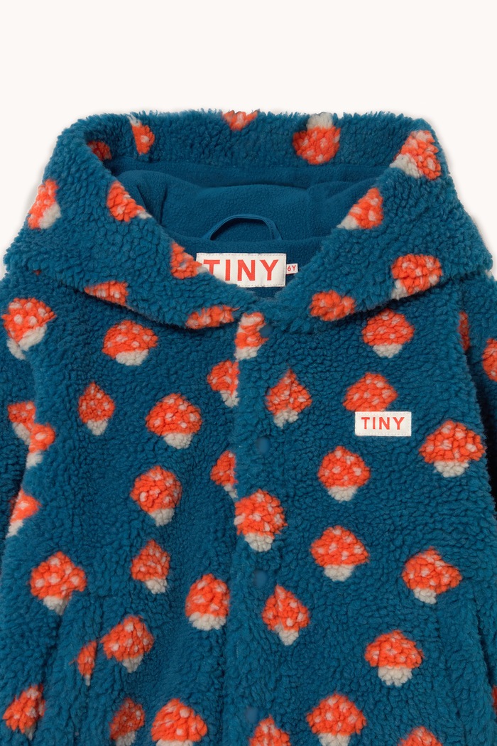 Bluza rozpinana z kapturem dziecięca polarowa TINY MUSHROOMS SHERPA HOODIE Tinycottons AW26.234 granatowy
