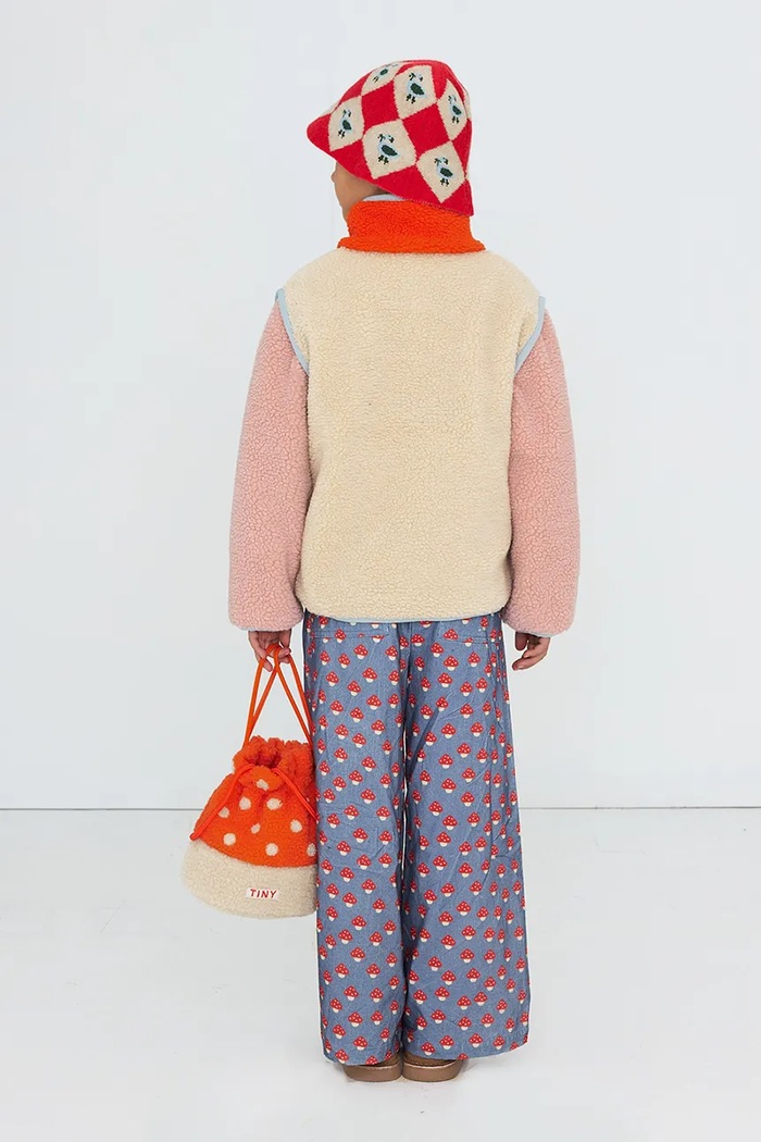 Tinycottons rozepínací mikina dětská fleecová COLOR BLOCK SHERPA JACKET AW26.252 béžová