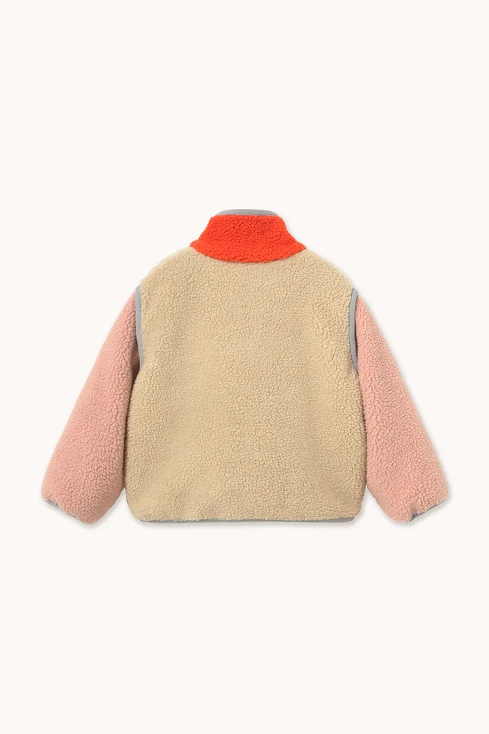 CHLAPEC Tinycottons rozepínací mikina dětská fleecová COLOR BLOCK SHERPA JACKET AW26.252 béžová