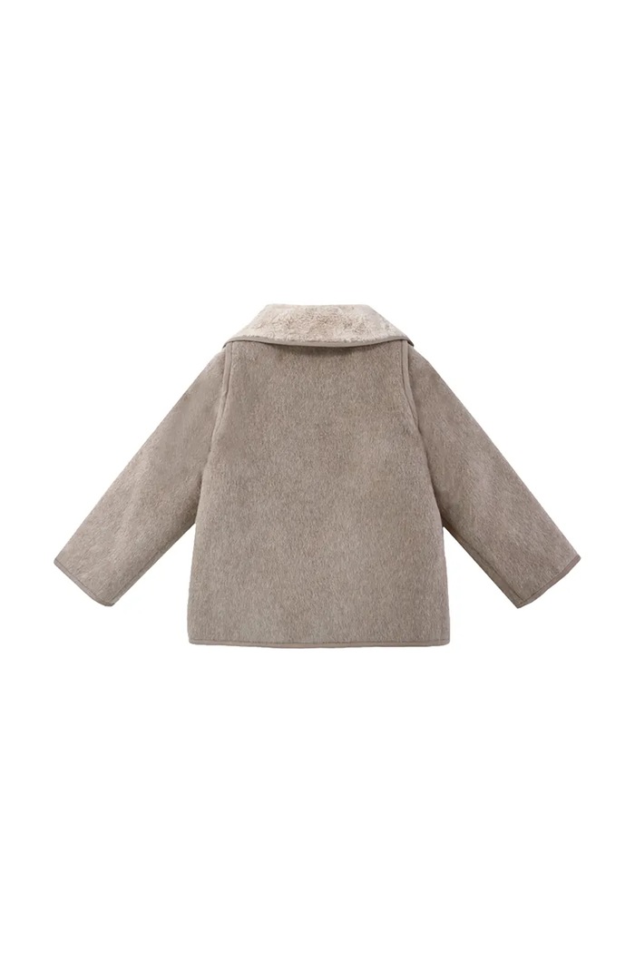 Chłopiec Donsje kurtka dziecięca z wełną Levian Jacket 4126500 brązowy