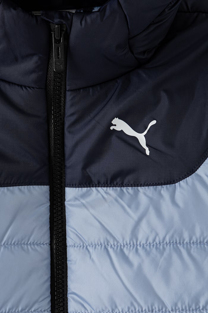 Chłopiec Puma krótka kurtka dziecięca ESS Hooded Padded Jacket 694744 granatowy