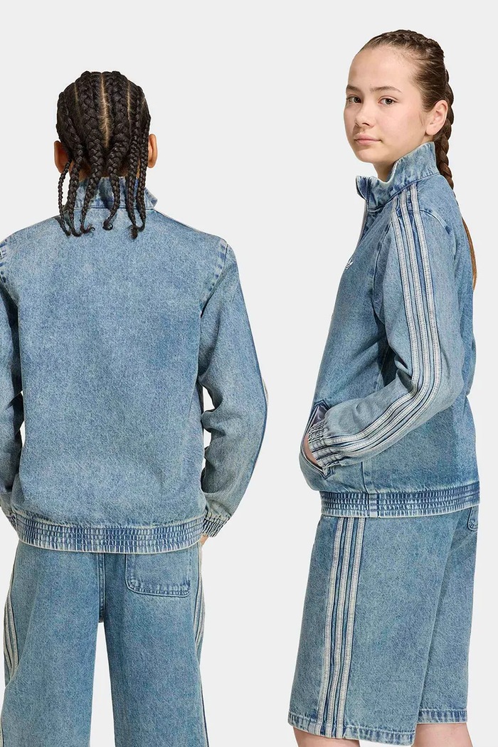 Deklice adidas Originals jeans jakna otroška KR6530 modra