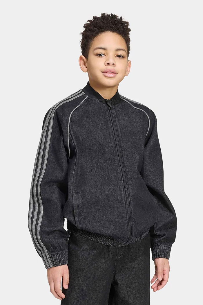 adidas Originals τζιν μπουφάν παιδικό βαμβακερό μαύρο KR9129
