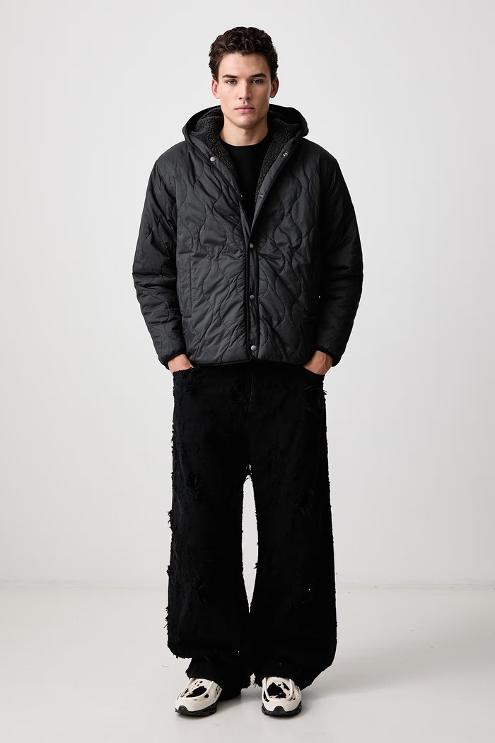 Woolrich CFWOOU2179MRUT5414 kurtka dwustronna męska CFWOOU2179MRUT5414 szary AW26