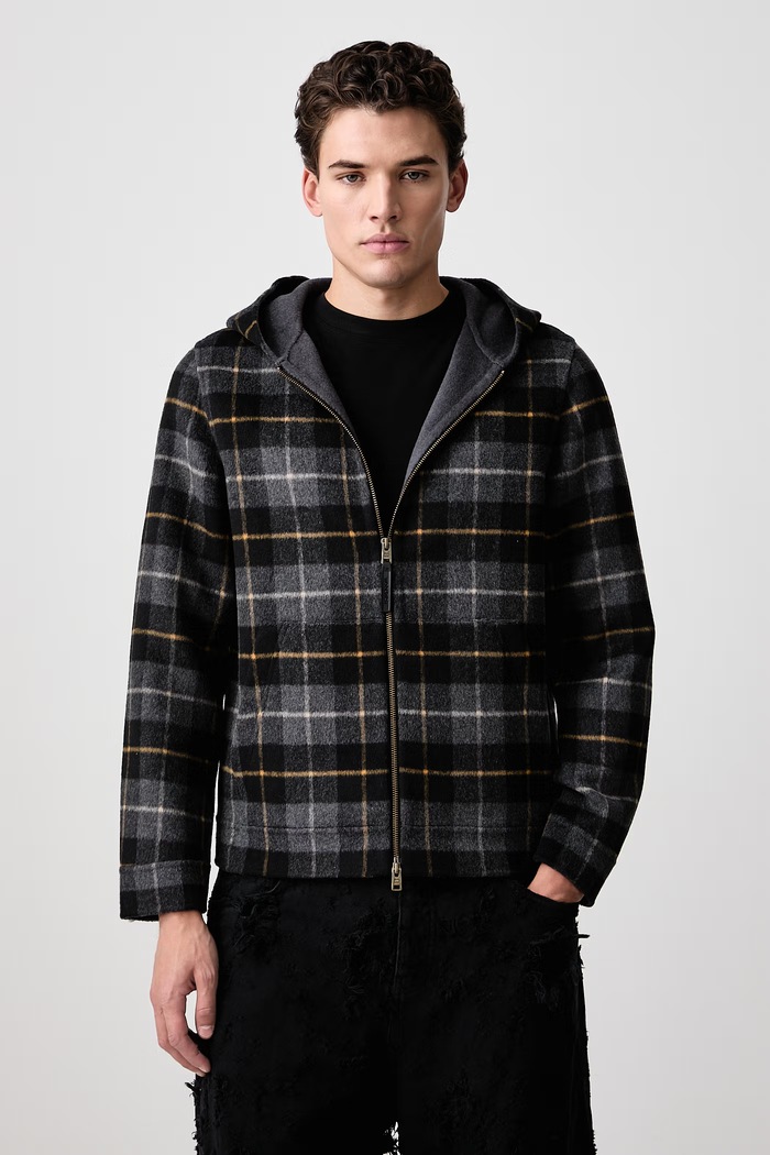 Woolrich CFWOOU2186MRUT5417 kurtka koszulowa z wełną męska szary CFWOOU2186MRUT5417