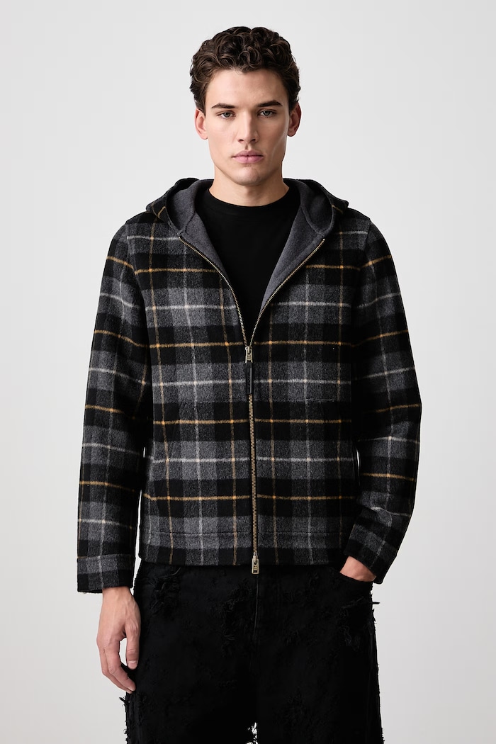 Woolrich CFWOOU2186MRUT5417 kurtka koszulowa z wełną męska szary CFWOOU2186MRUT5417