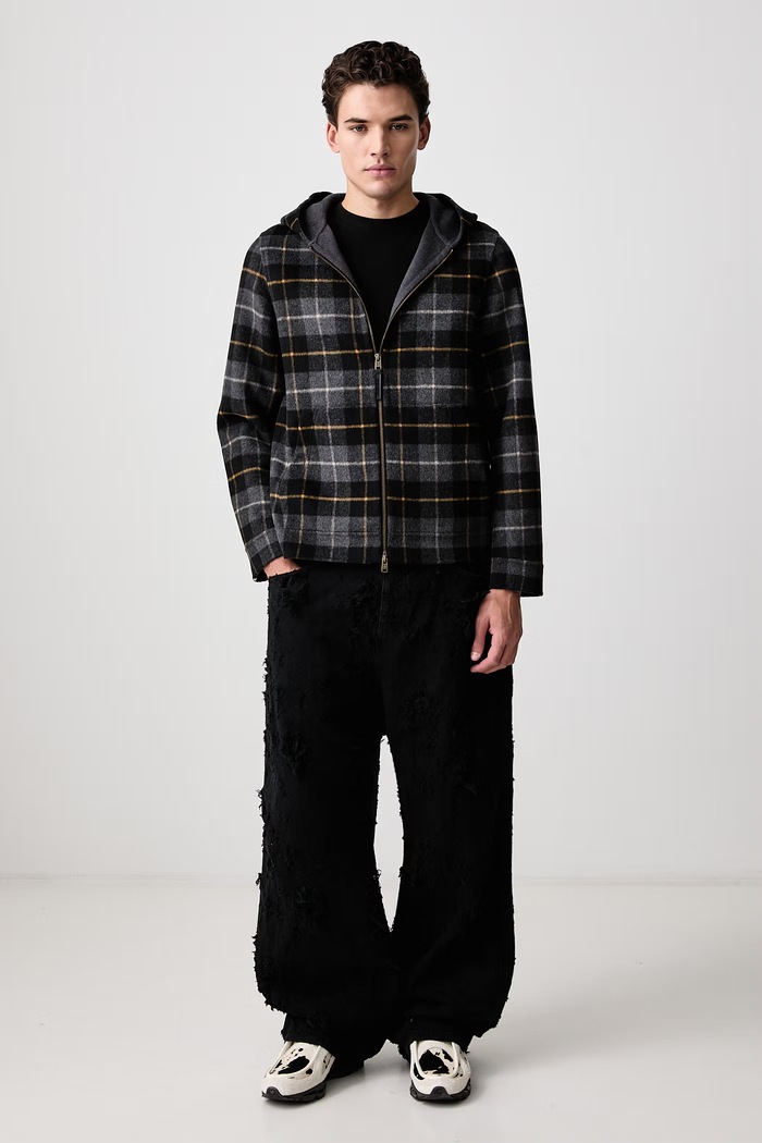 Woolrich CFWOOU2186MRUT5417 kurtka koszulowa z wełną męska CFWOOU2186MRUT5417 szary AW26