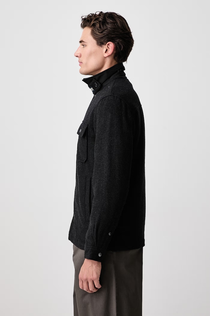 CFWOOS2045MBUT3190 krótka kurtka z wełną męska Woolrich CFWOOS2045MBUT3190 czarny