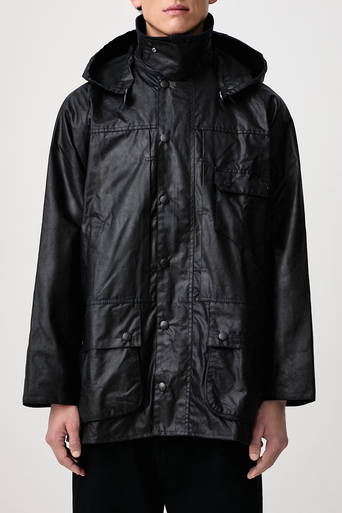 X A.P.C. kurtka woskowana męska Barbour granatowy MWX2618NY91