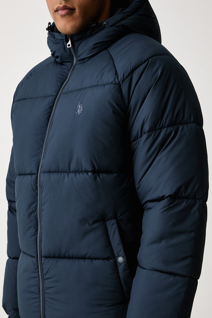 Kurtka pikowana męska Hooded Puffer U.S. Polo Assn. MUP5443 granatowy
