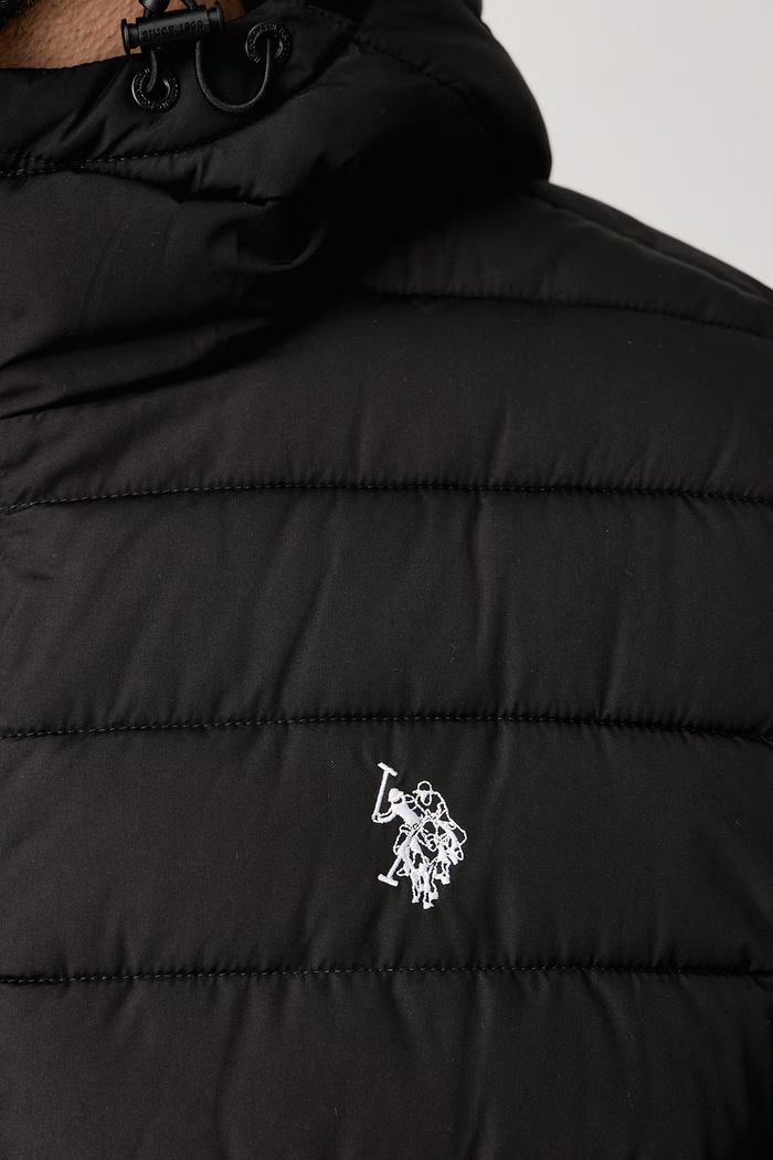 Kurtka pikowana męska Lightweight Quilt Hooded U.S. Polo Assn. czarny MUP4781