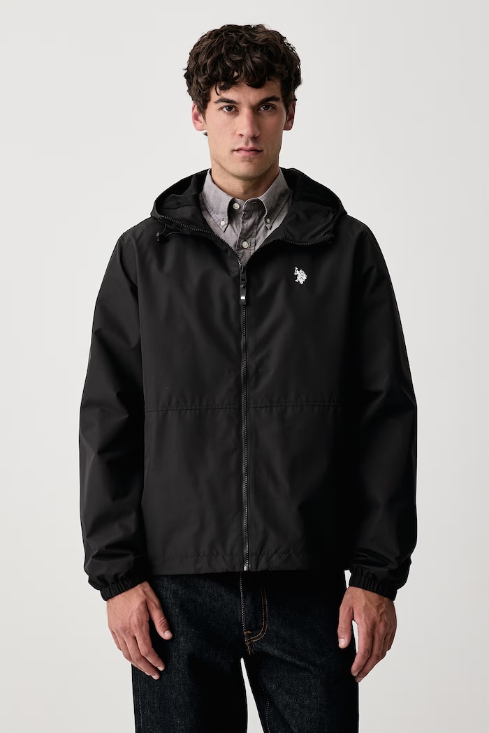 U.S. Polo Assn. Kurtka przejściowa męska Hooded Windbreaker czarny MUP3263