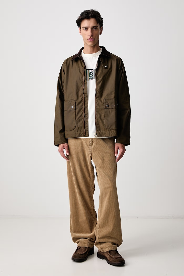 Barbour Krótka kurtka bawełniana męska MWX2205BR71 brązowy AW26