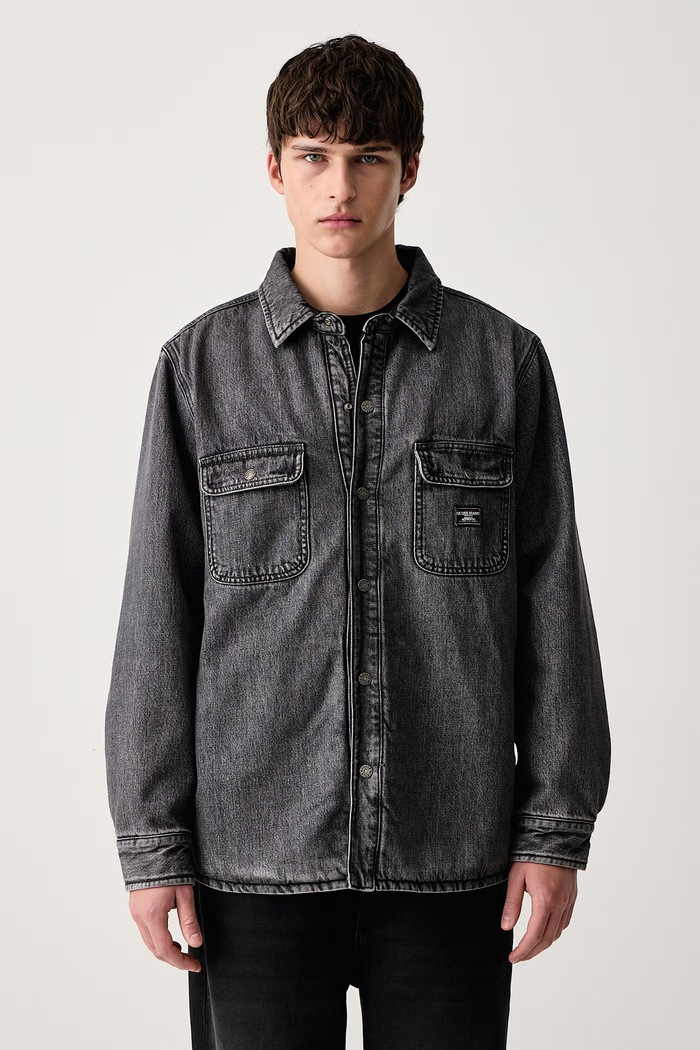 Guess Jeans Džínsová bunda pánska sivá M6BN58.D2073