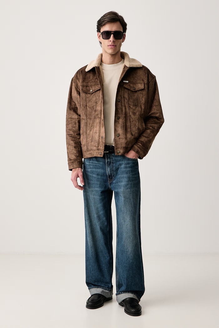 Guess Jeans Košeľová bunda pánska zamatová M6BL75.K7182 hnedá AW26