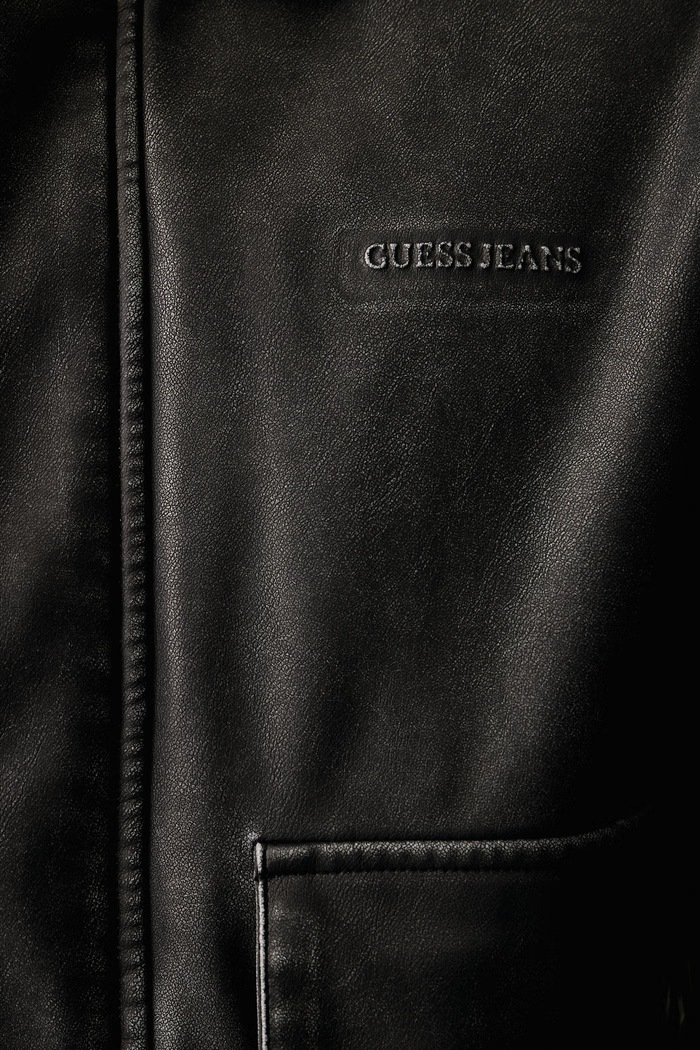 Kurtka przejściowa męska z imitacji skóry Guess Jeans szary M6BL71.K7176