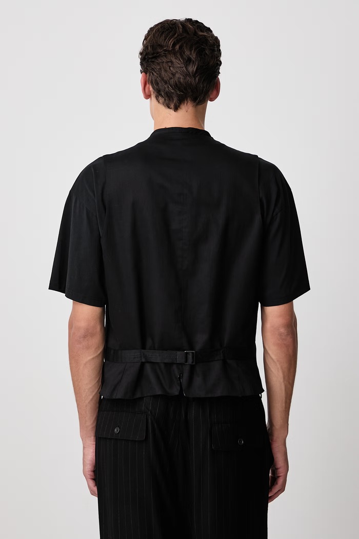 Odzież Yohji Yamamoto Kamizelka wełniana męska KN3700 czarny