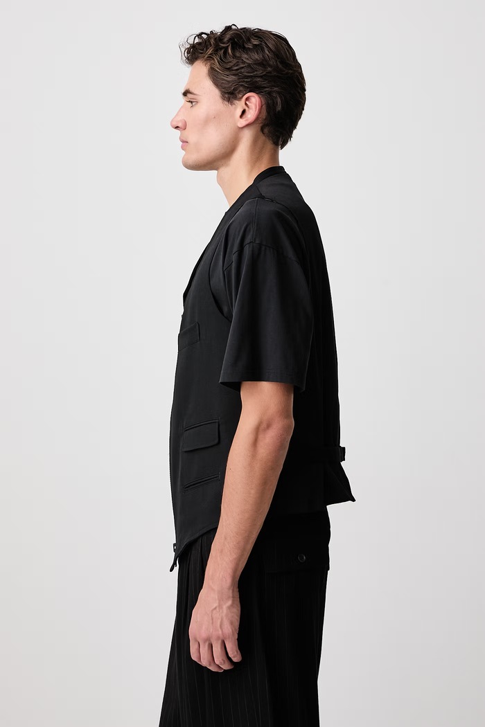 Kamizelka wełniana męska Yohji Yamamoto KN3700 czarny