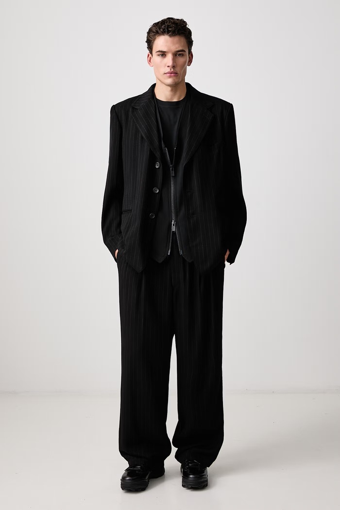 Yohji Yamamoto 3BUTTONS marynarka męska KN3661 czarny AW26