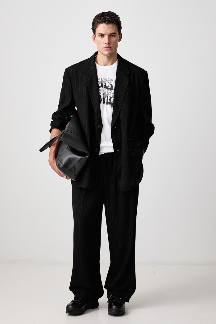 Yohji Yamamoto 2BUTTONS marynarka męska KN3659 czarny AW26