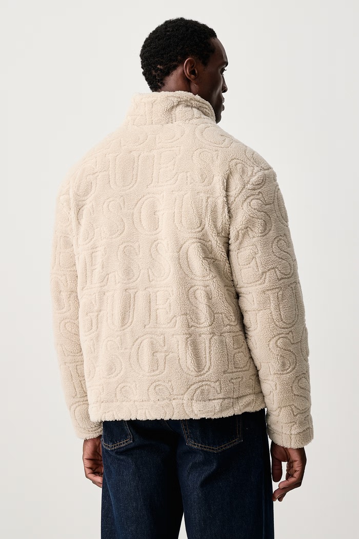 Oblečenie Guess Mikina na zips pánska flísová M6BL66.W4479 béžová