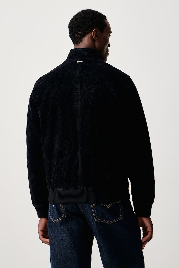 Oblečenie Guess Bunda bomber pánska zamatová M6BL33.W4146 tmavomodrá