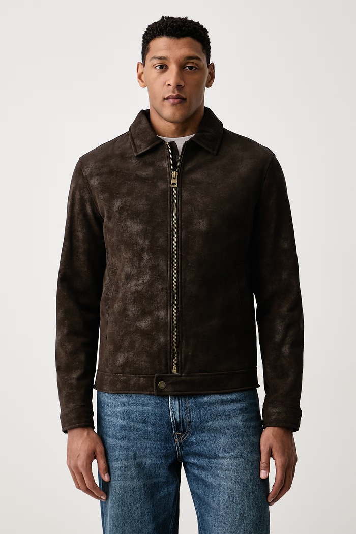 Guess Prijelazna jakna za muškarce od imitacije kože smeđa M6BL28.W4140
