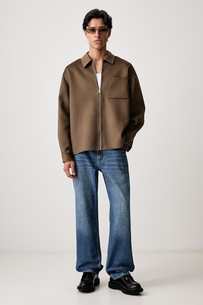 Frame DOUBLE FACE ZIP SHIRT JACKET kurtka wełniana męska MF26WJA011 brązowy AW26