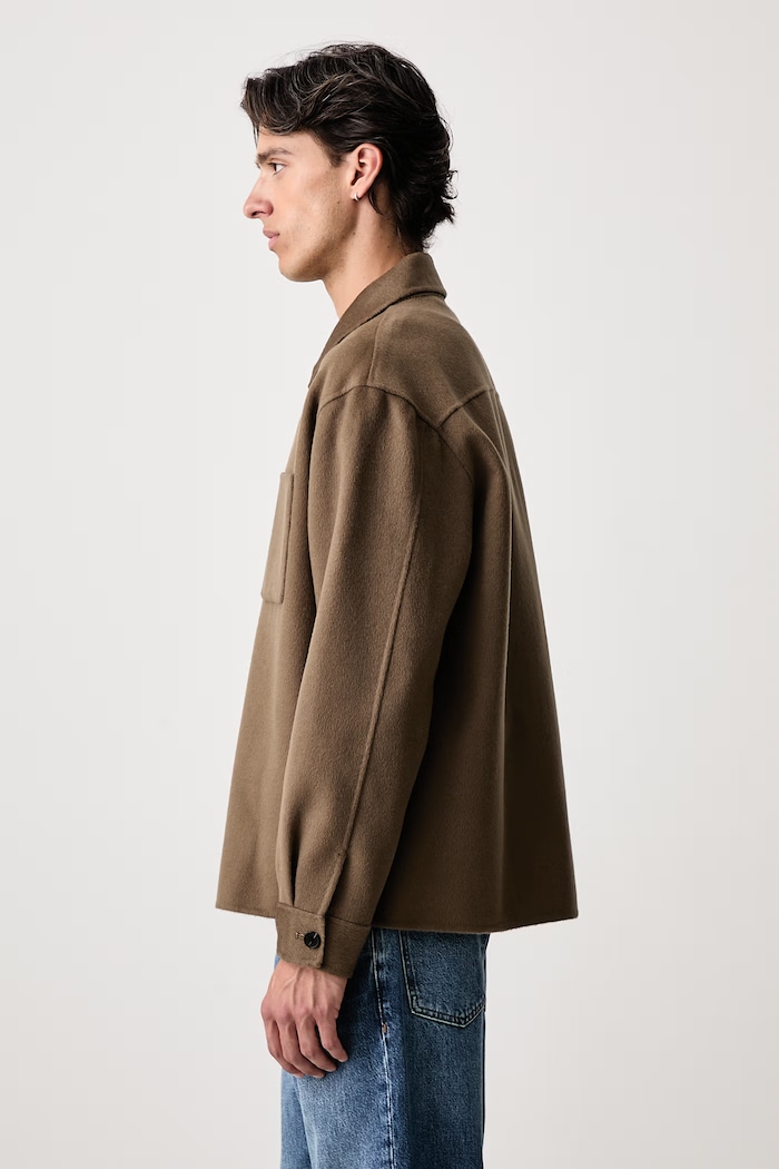 DOUBLE FACE ZIP SHIRT JACKET kurtka wełniana męska Frame MF26WJA011 brązowy