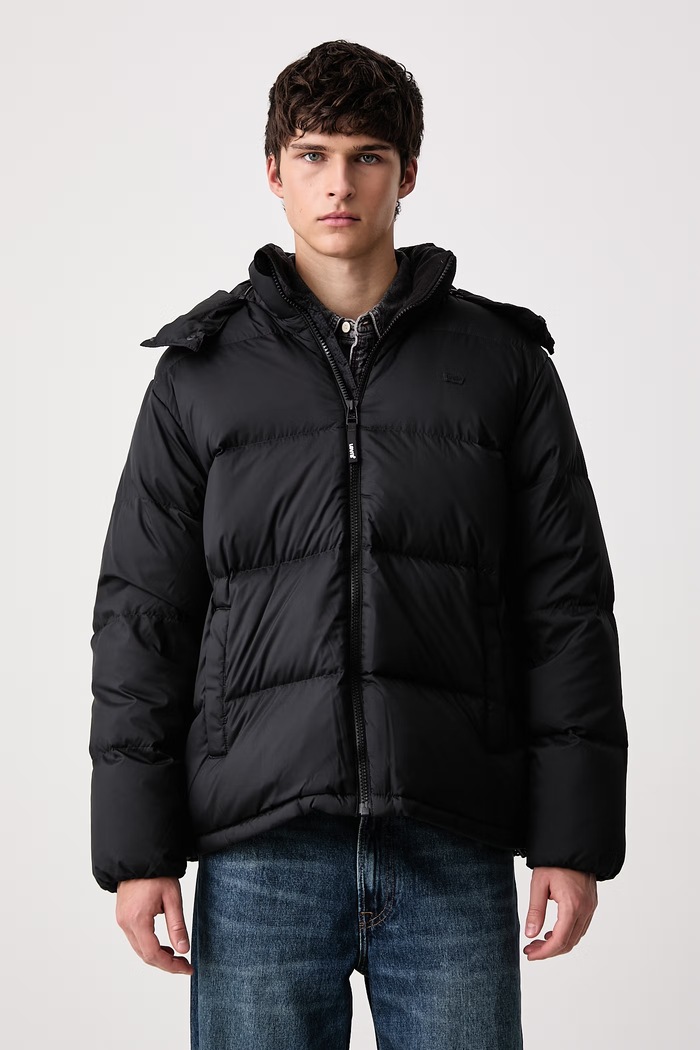 Levi's Páperová bunda pánska ROCKWELL HOODED čierna 007SP