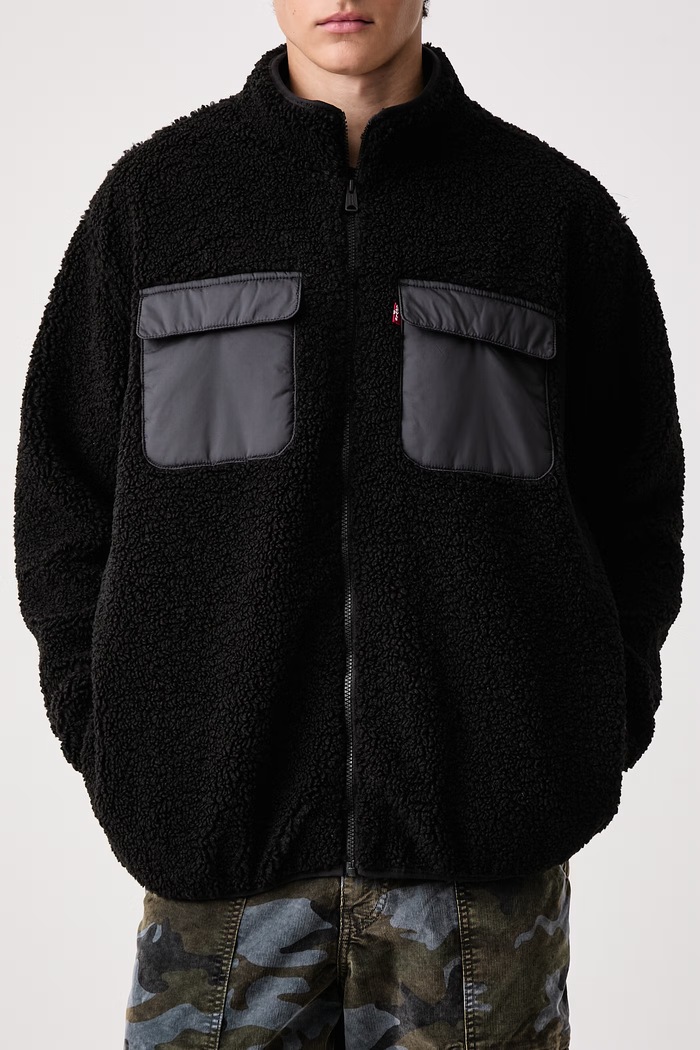 Mikina na zips pánska flísová CAMPO SHERPA Levi's 007SH čierna