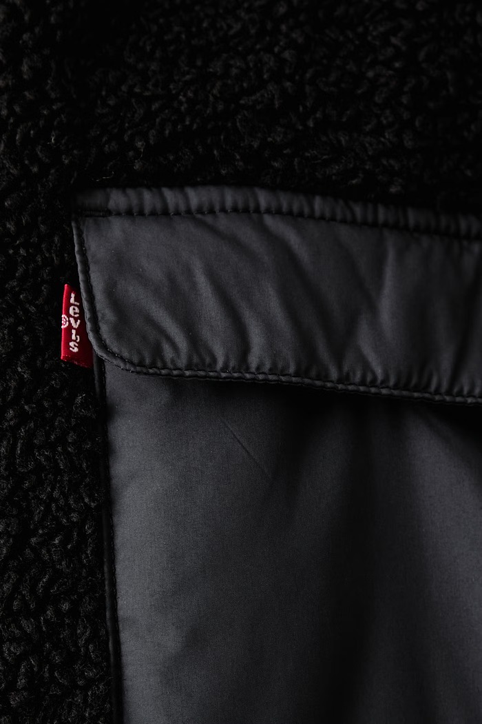 Mikina na zips pánska flísová CAMPO SHERPA Levi's čierna 007SH
