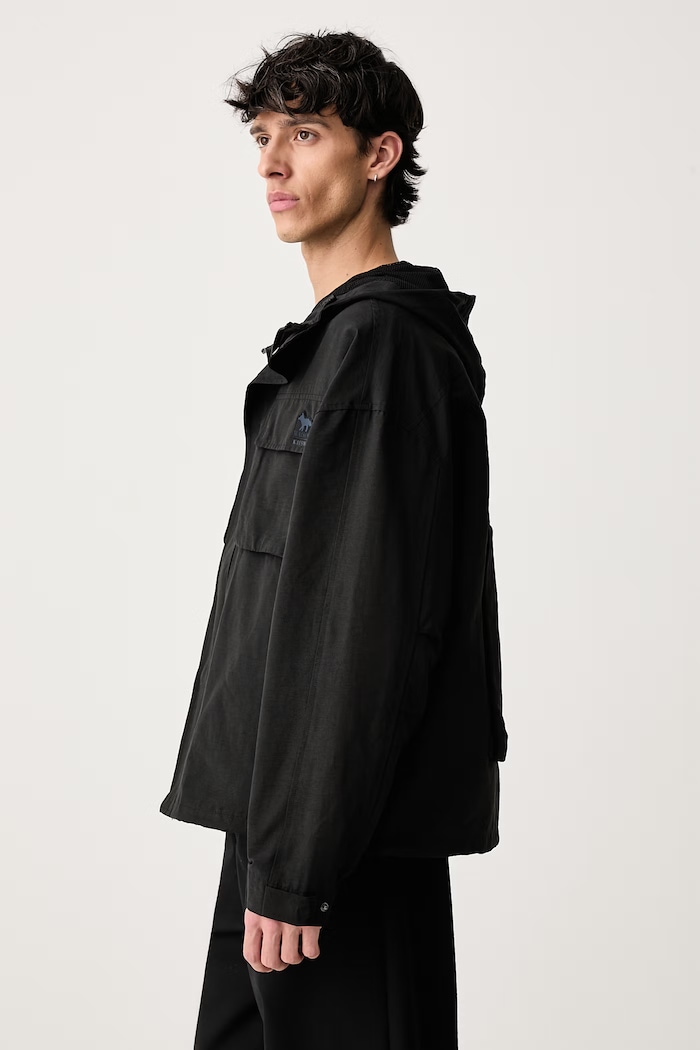 Windbreaker kurtka przejściowa z bawełną męska Maison Kitsuné MRMWV03WQ4103 czarny