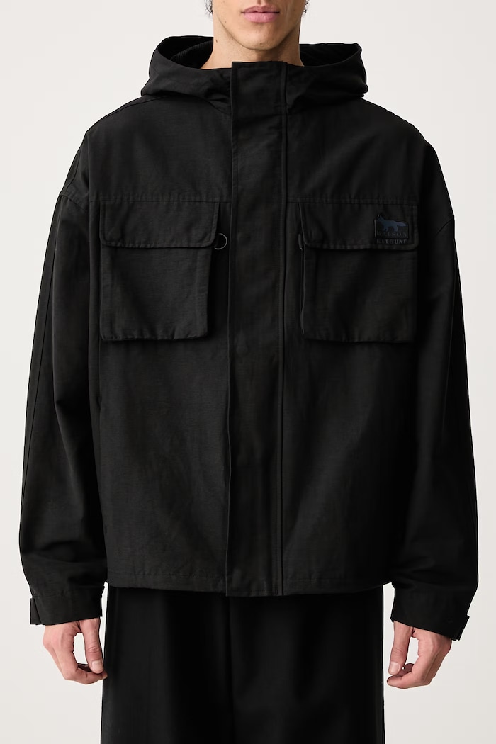 Windbreaker kurtka przejściowa z bawełną męska Maison Kitsuné czarny MRMWV03WQ4103