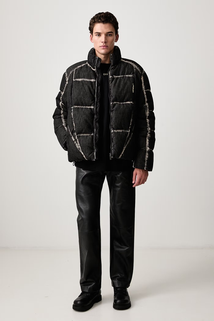 Off-White Bookish Cott Den Racing Puffer зимняя куртка из хлопка для мужчин 44MED06DF26D001001 чёрный AW26