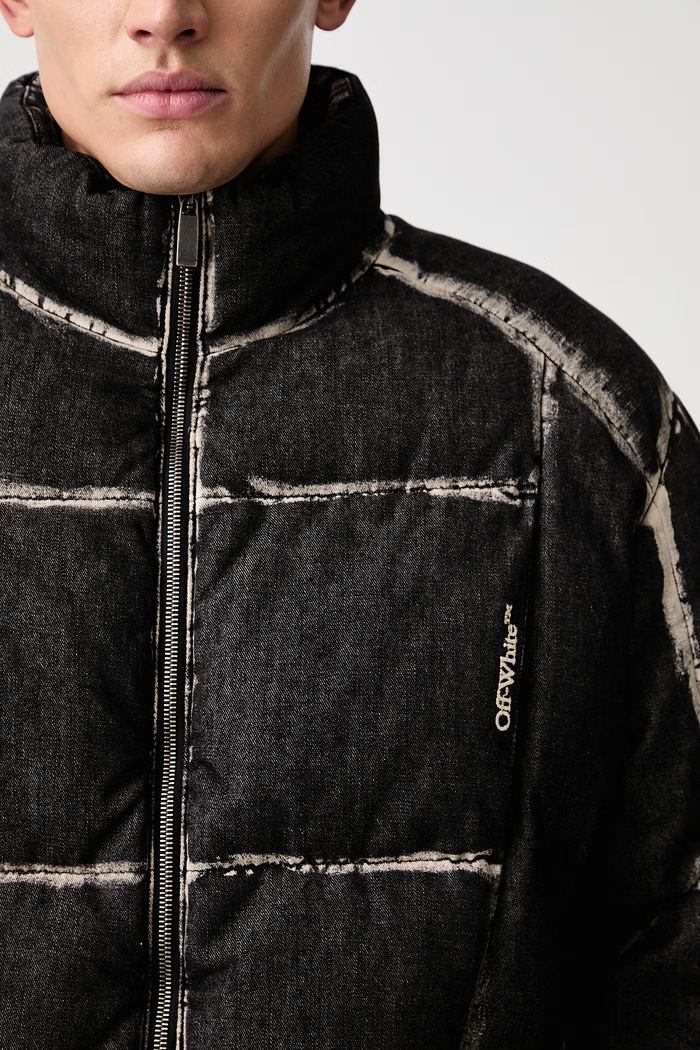 Bookish Cott Den Racing Puffer зимняя куртка из хлопка для мужчин Off-White чёрный 44MED06DF26D001001