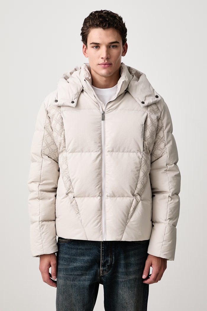 Off-White Bookish Nyl Twill Racing Puffer jachetă de iarnă pentru bărbați gri 44MED06CF26F002050