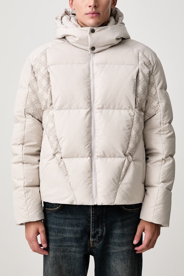 Bookish Nyl Twill Racing Puffer jachetă de iarnă pentru bărbați Off-White gri 44MED06CF26F002050