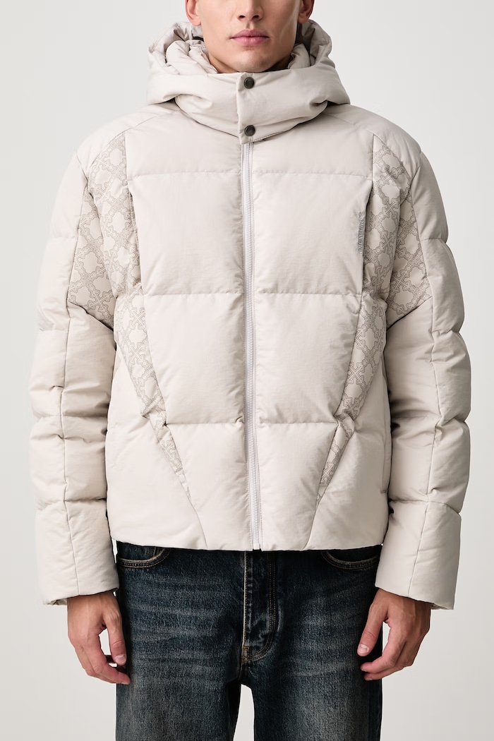 Bookish Nyl Twill Racing Puffer jachetă de iarnă pentru bărbați Off-White gri 44MED06CF26F002050