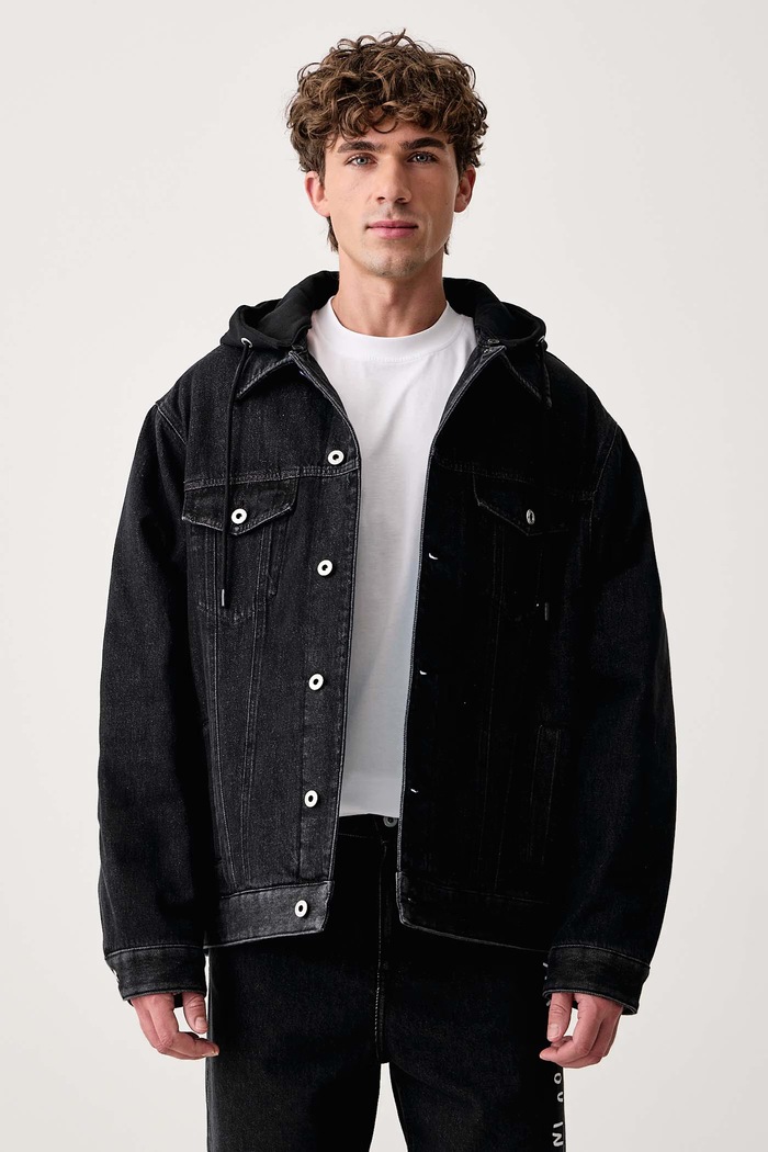 Karl Lagerfeld Jeans Traper jakna za muškarce x Pietro Terzini crna B4M14042