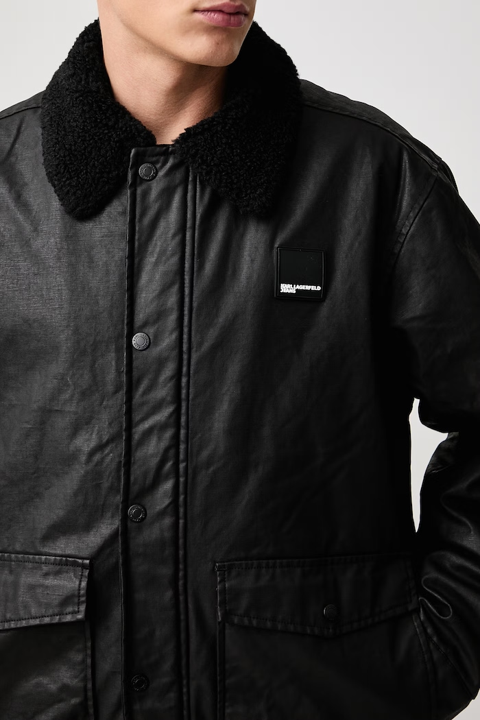 Přechodová bunda pánská voskovaná Karl Lagerfeld Jeans B4M14022 černá