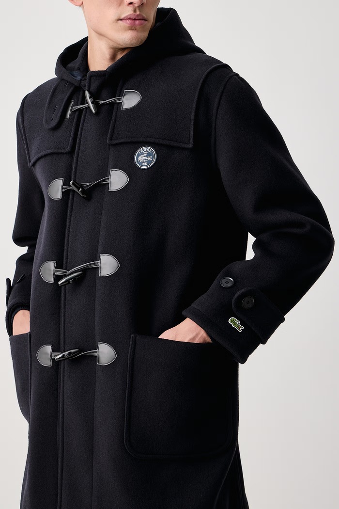 Płaszcz męski z wełną Lacoste BH9722 granatowy