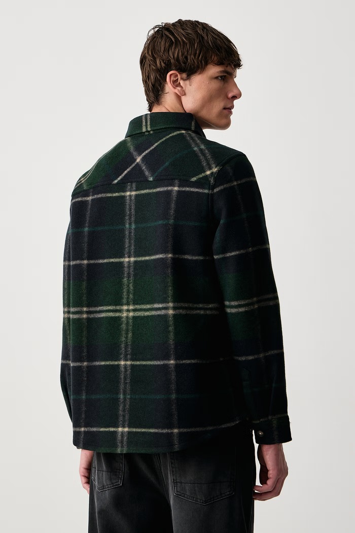 Odzież Barbour Kurtka męska z dodatkiem wełny Woodlane MOS0511 granatowy
