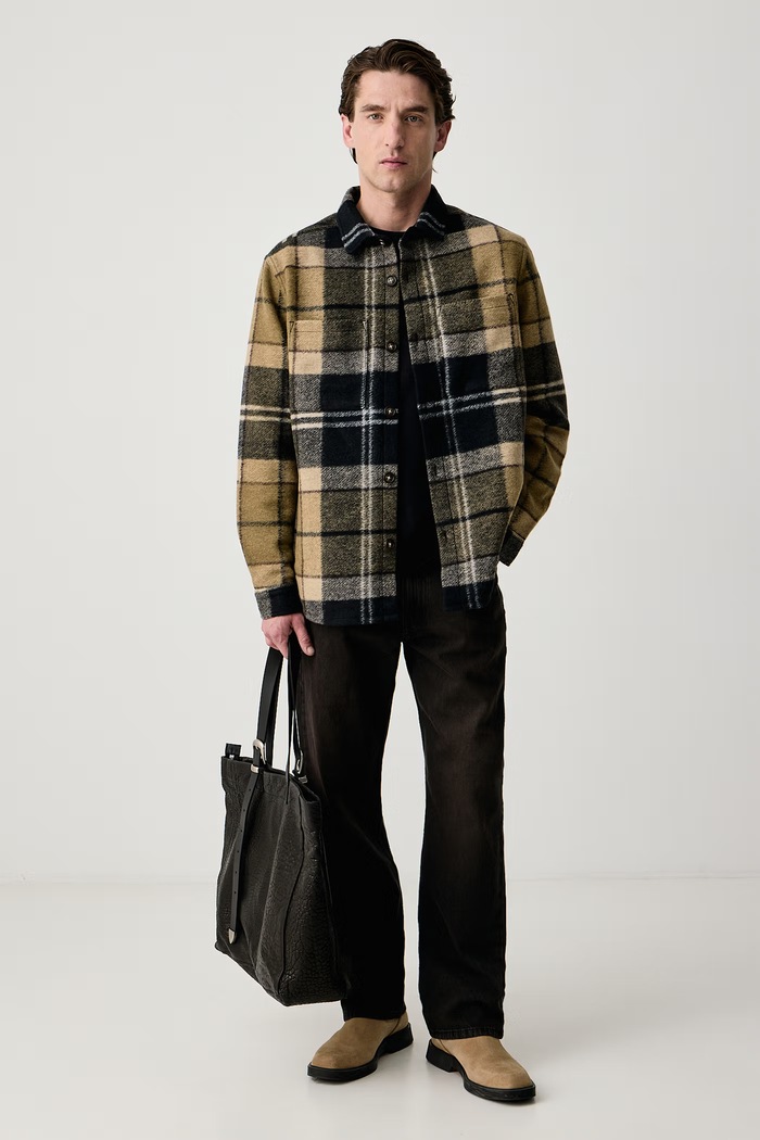 Barbour Kurtka męska z dodatkiem wełny Woodlane MOS0511 zielony AW26