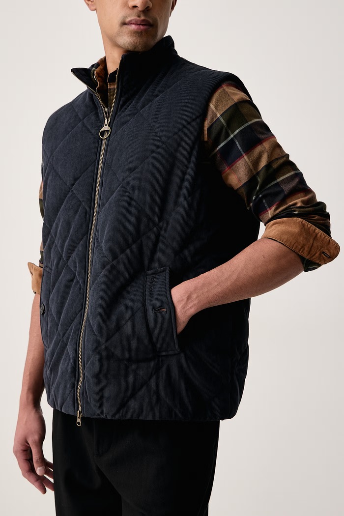 Bezrękawnik męski sztruksowy Corden Barbour MGI0330 granatowy