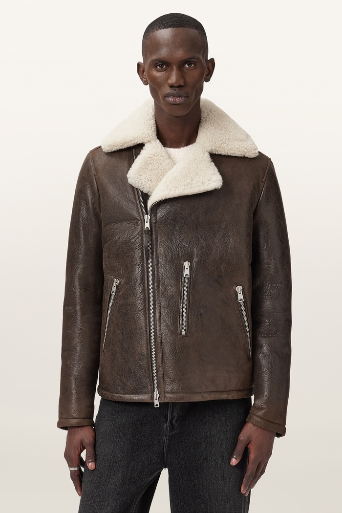 Ζακέτα ανδρική δερμάτινη XYLON AllSaints M056LB καφέ
