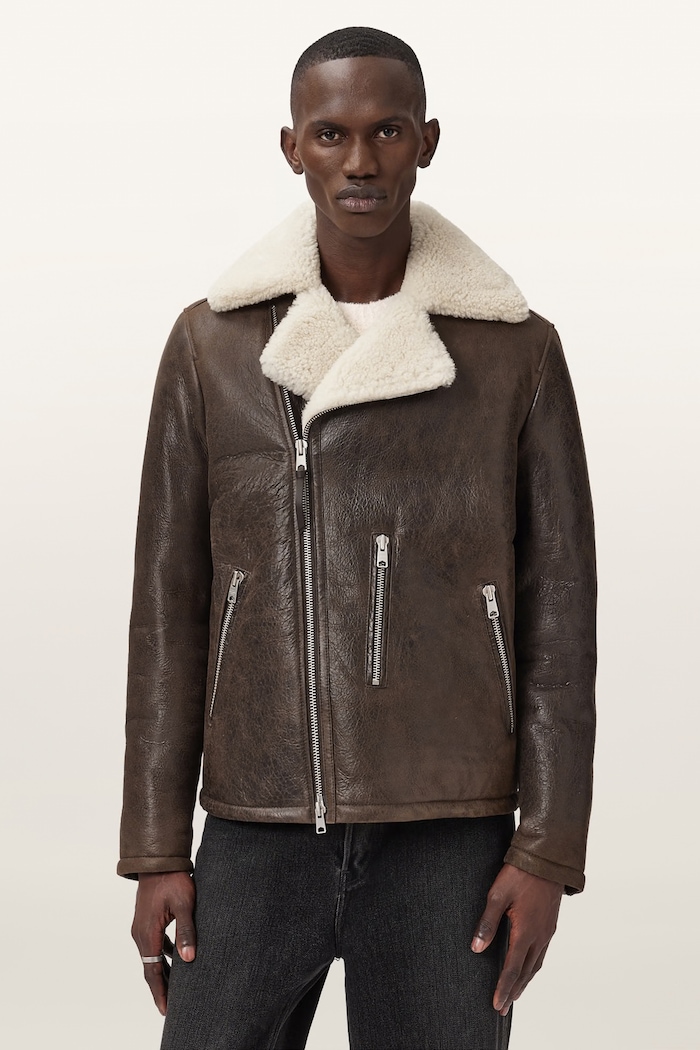 Ζακέτα ανδρική δερμάτινη XYLON AllSaints M056LB καφέ