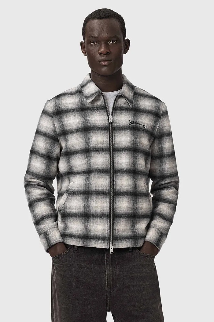 AllSaints Kurtka koszulowa męska z wełną CONDUCT JACKET szary M135OF